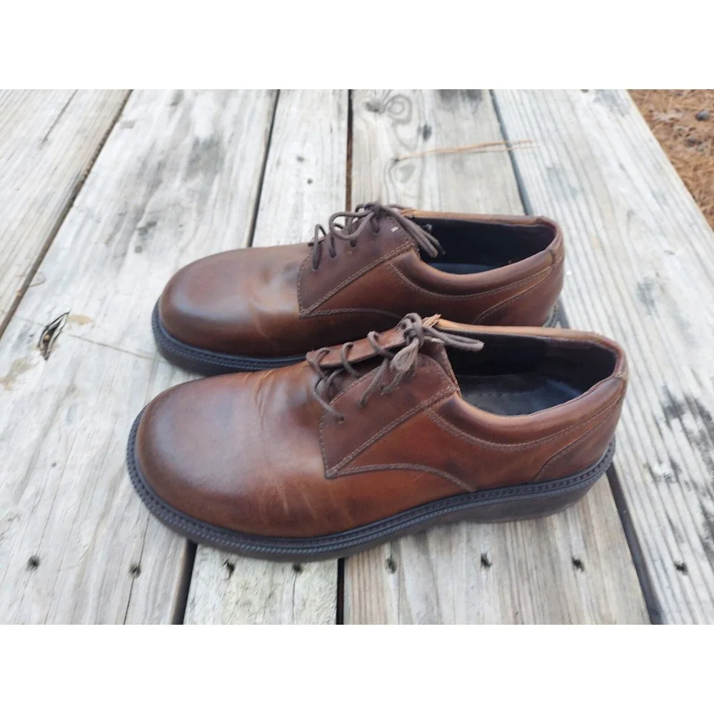 BASS CADET LEATHER DERBY SHOES Size 12M Men's Brown Chunky High Soles 0900 D357‎